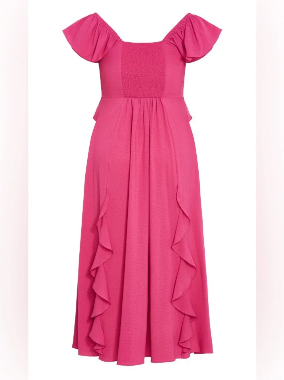 City Chic frill fee Pink Ruffle Maxi Dress 18W NWT
